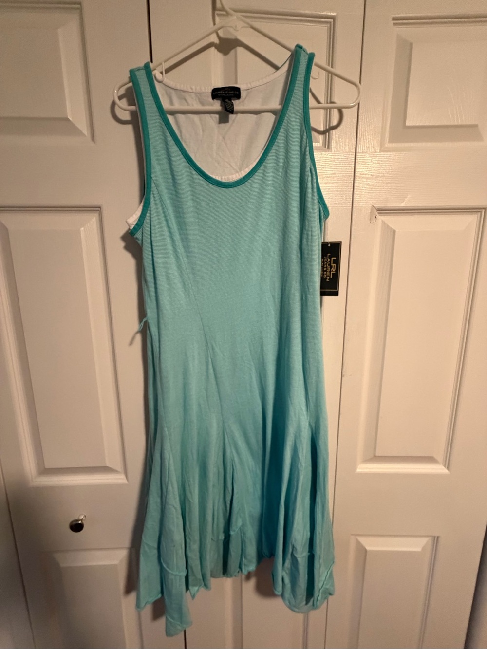 Ralph Lauren striped green /White Tee dress with Dark Green Label and Gold Logo